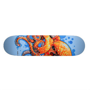 orange octopus skateboard deck