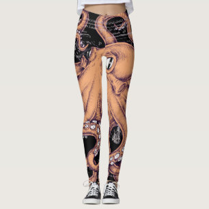 Orange Octopus Tentacles ink Leggings