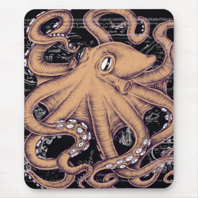Orange Octopus Tentacles ink Mouse Pad (Front)