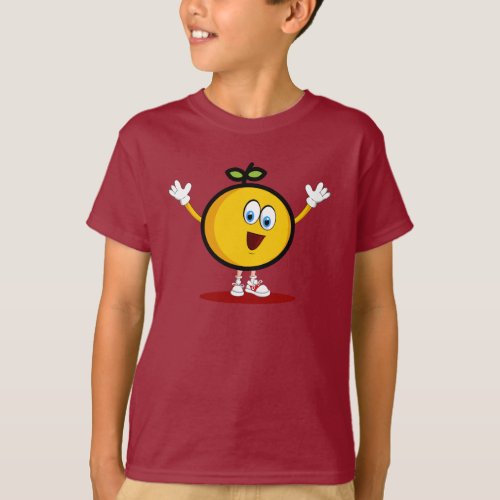 orange of cartoon character with smile face T_Shirt