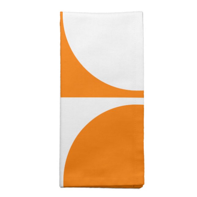 Orange&Off-White Graphic Design, Square&Circle Cloth Napkin (Folded)