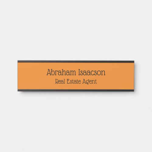 Orange Office Door Sign Real Estate Agent Modern