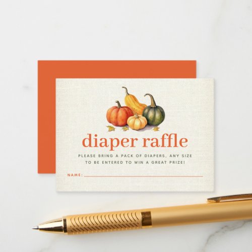 Orange Oh My Gourd Little Pumpkin Diaper Raffle Enclosure Card