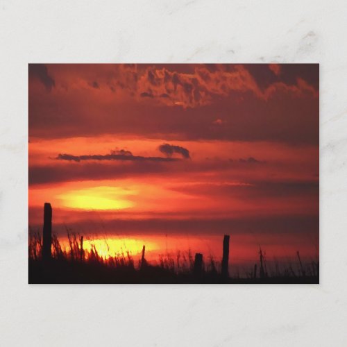 Orange Oklahoma Sunrise on the Plains Landscape  Postcard