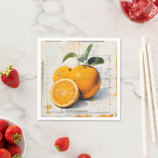 Orange Old-School Diagram Napkins (Insitu)