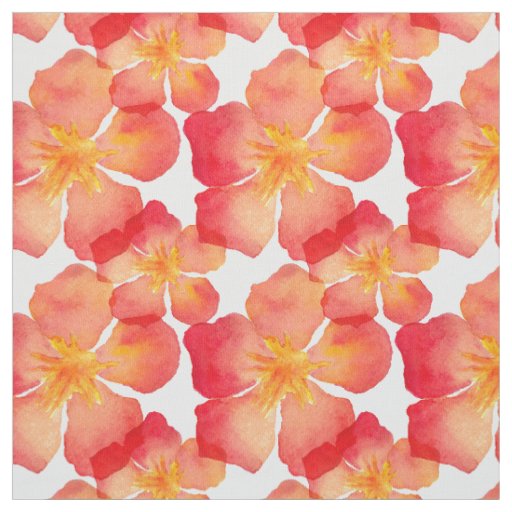 Orange Oleander Floral Pattern Fabric