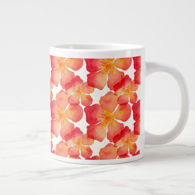 Orange Oleander Floral Pattern Giant Coffee Mug (Right)