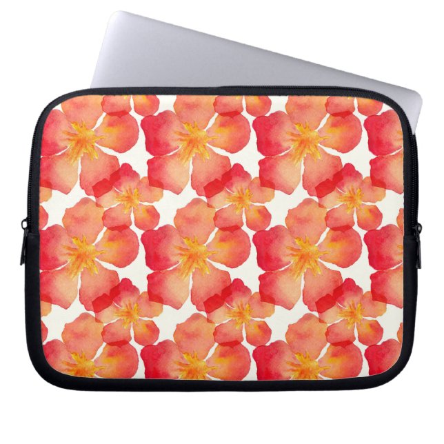 Orange Oleander Floral Pattern Laptop Sleeve (Front)
