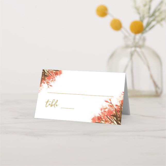 Orange Oleander Flower Wedding  Place Card (Front)