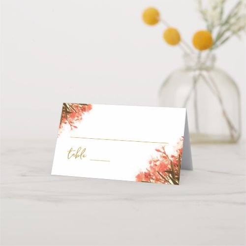 Orange Oleander Flower Wedding  Place Card