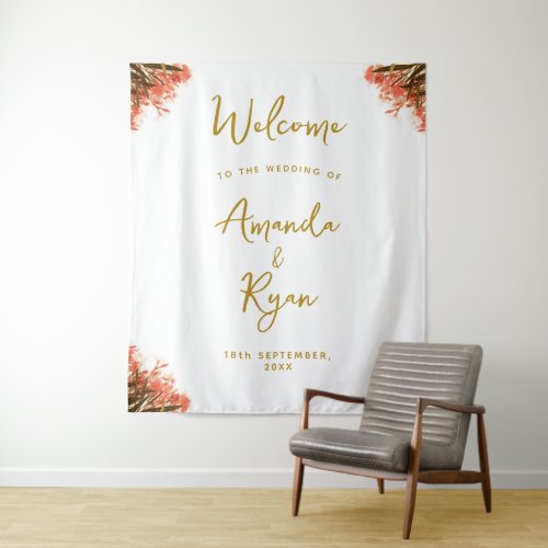 Orange Oleander Flower Wedding Welcome Backdrop