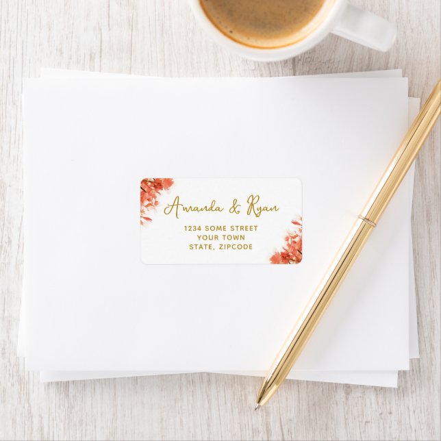 Orange Oleander Flowers Floral Address Label (Insitu)