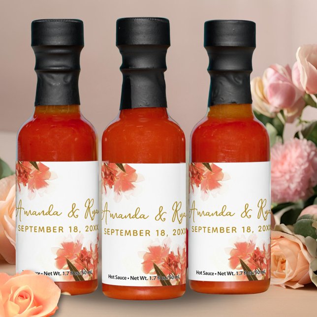 Orange Oleander Flowers Floral Beach Wedding  Hot Sauces (Creator Uploaded)