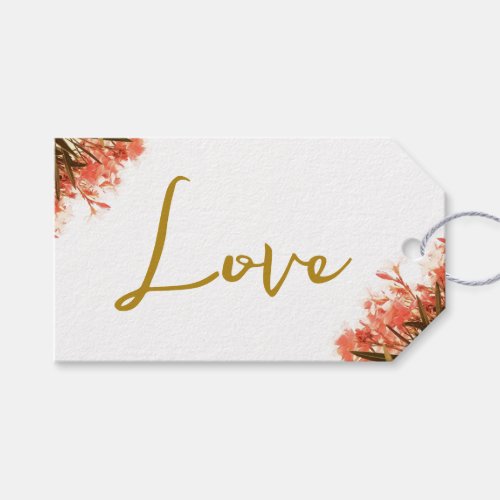 Orange Oleander Flowers on Beach Wedding Love  Gift Tags