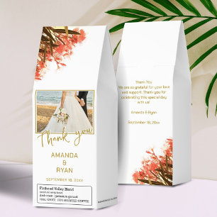 Orange Oleander Flowers Photo Thank you Wedding Roasted Coffee