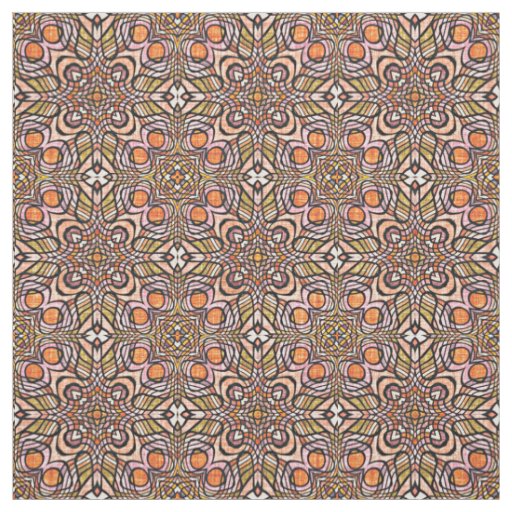 Orange Olive Green Retro Chic Nouveau Deco Pattern Fabric