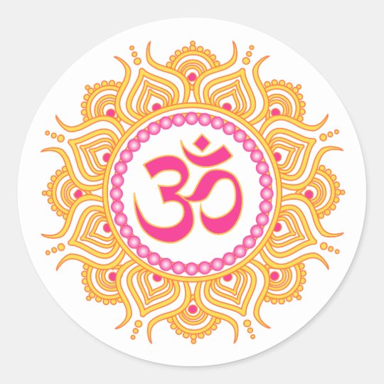 Orange om mandala sticker | Zazzle.com