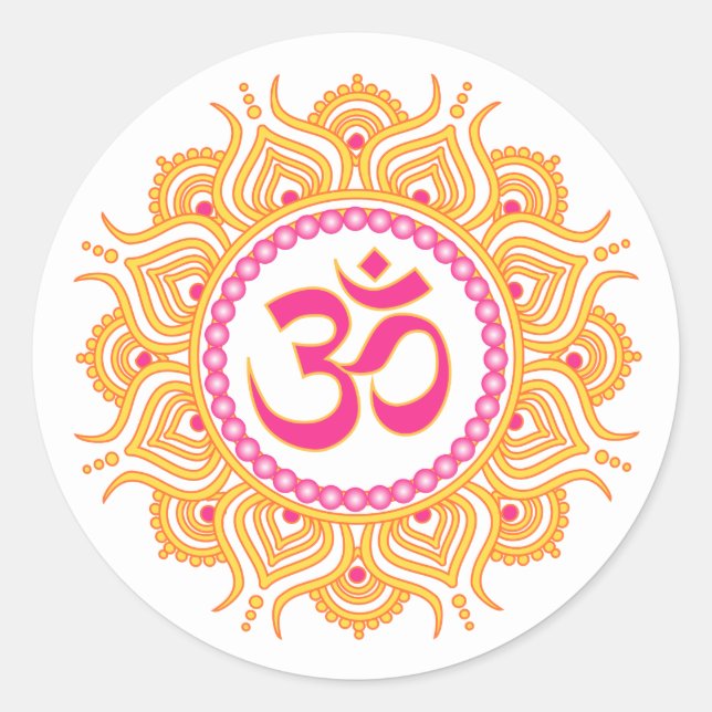 Orange om mandala sticker (Front)