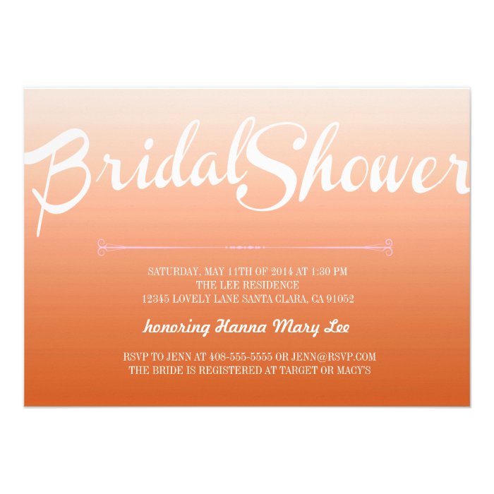 Orange Ombre Bridal Shower Invitation