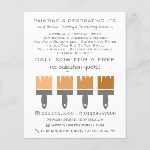 Orange Ombre Brushes Painter  Decorator Flyer