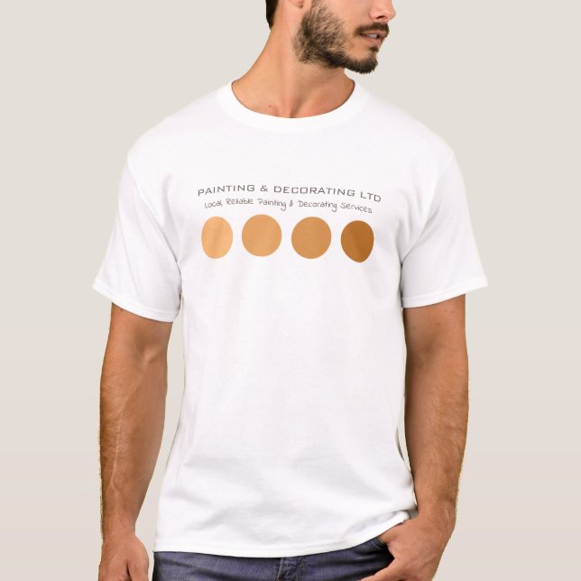 Orange Ombre Circles, Painter & Decorator Advert T-Shirt (Front)