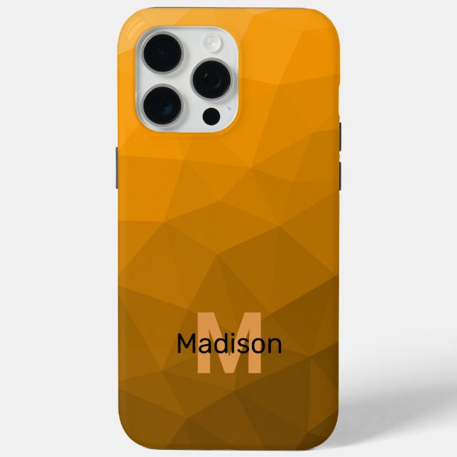 Orange ombre geometric mesh pattern Monogram Case-Mate iPhone Case (Back)