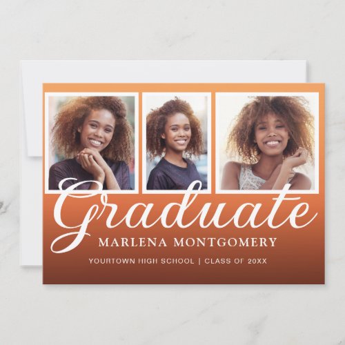 Orange Ombre Graduation Photo Announcement