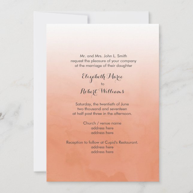 Orange Ombre Watercolor Invitation (Front)