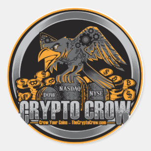Orange on Black Crypto Crow Classic Round Sticker