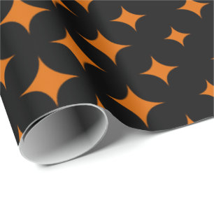 Orange on Black Halloween Pattern Wrapping Paper