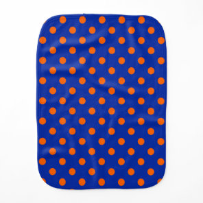Orange On Blue Polka Dots Pattern Design  Baby Burp Cloth