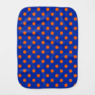 Orange On Blue Polka Dots Pattern Design  Baby Burp Cloth