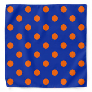 Orange On Blue Polka Dots Pattern Design Bandana