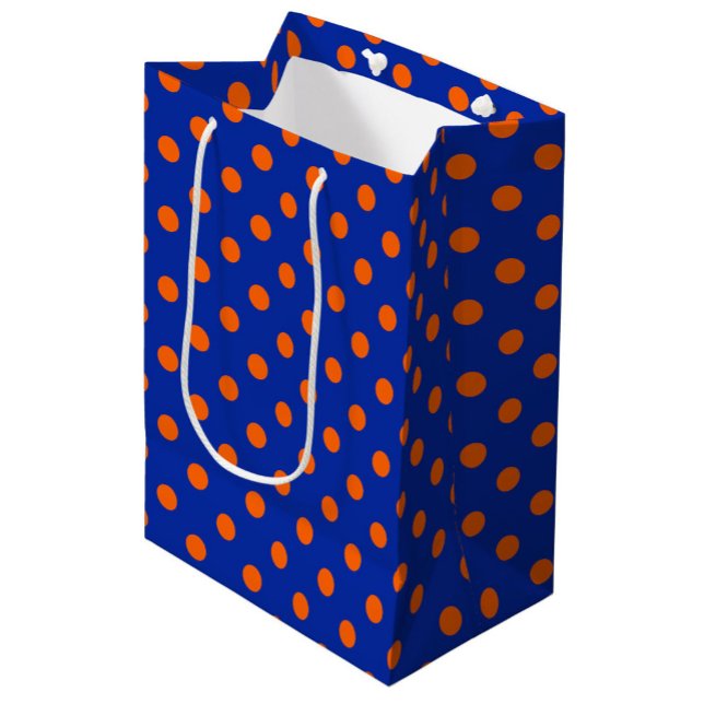 Orange On Blue Polka Dots Pattern Design  Medium Gift Bag (Creator Uploaded)