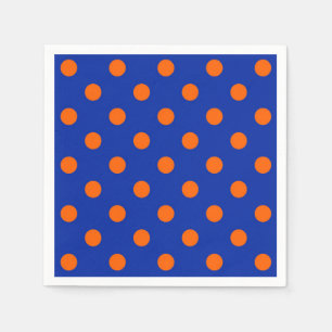 Orange On Blue Polka Dots Pattern Design Napkins