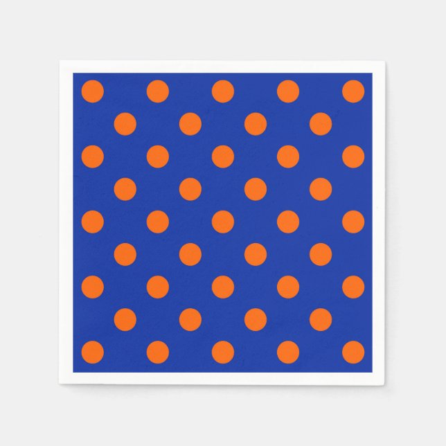 Orange On Blue Polka Dots Pattern Design  Napkins (Front)