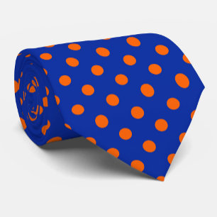 Orange On Blue Polka Dots Pattern Design Neck Tie