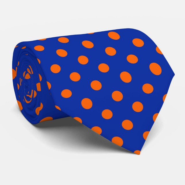 Orange On Blue Polka Dots Pattern Design  Neck Tie (Creator Uploaded)