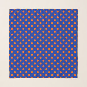 Orange On Blue Polka Dots Pattern Design Scarf