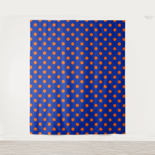 Orange On Blue Polka Dots Pattern Design Tapestry