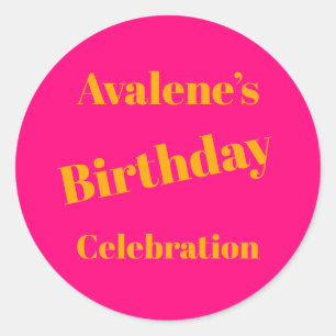 Orange On Bright Pink Birthday Party Classic Round Sticker