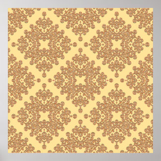 orange on cream arabesque design poster