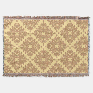 orange on cream arabesque design throw blanket