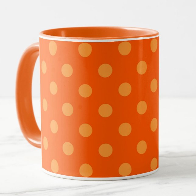 Orange On Deep Orange Polka Dots Pattern Design  Mug (Creator Uploaded)