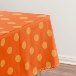 Orange On Deep Orange Polka Dots Pattern Design  Tablecloth