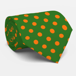 Orange On Green Polka Dots Pattern Design Neck Tie