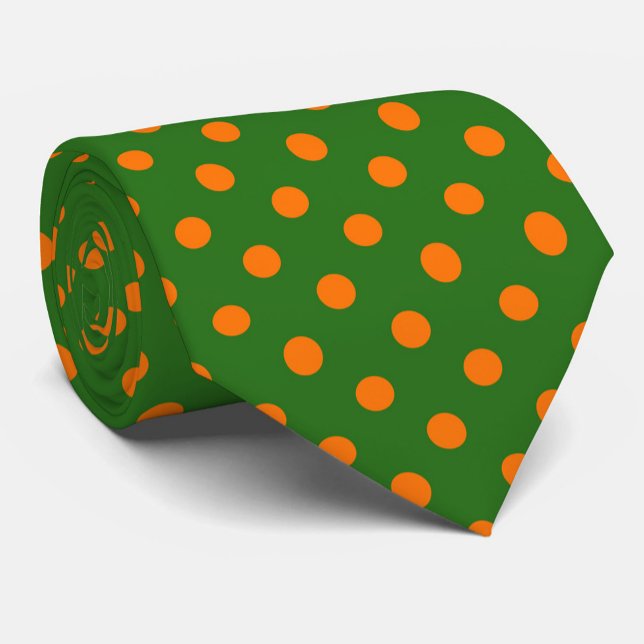 Orange On Green Polka Dots Pattern Design  Neck Tie (Creator Uploaded)