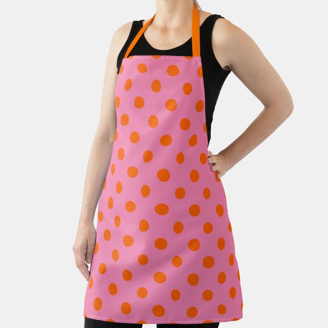 Orange On Pink Polka Dots Pattern Design Apron (Creator Uploaded)