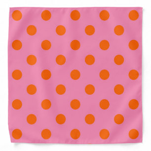 Orange On Pink Polka Dots Pattern Design Bandana