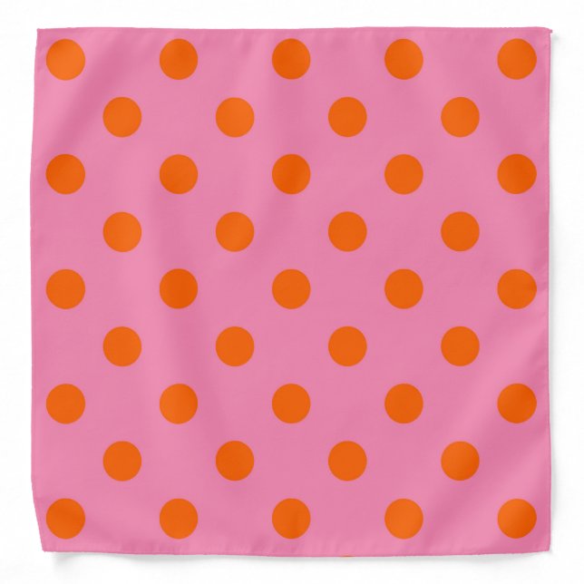 Orange On Pink Polka Dots Pattern Design Bandana (Front)